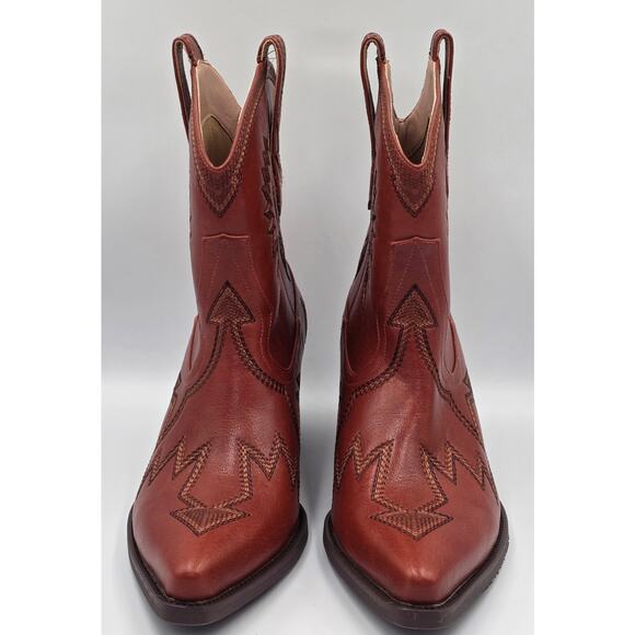 HOCHFART Womens Boots Size 7.5 Brown Western Embroidered Cowgirl Slip On - Picture 2 of 7